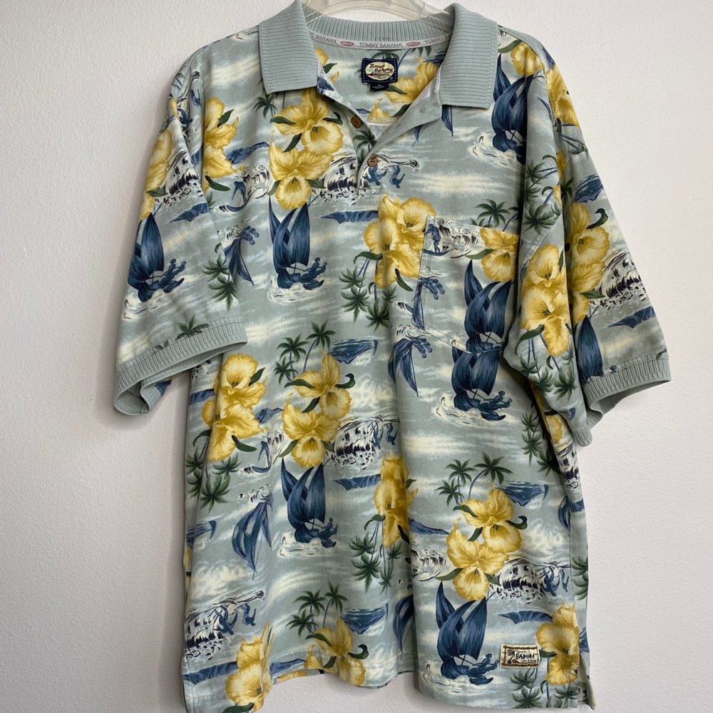Tommy Bahama cotton knit Hawaiian shirt Rare print